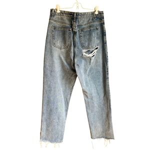 PrettyLittleThing Womens Straight Jeans High Rise Ripped Bum Medium Wash Size 16